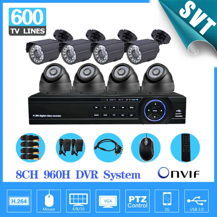 home video surveillance security camera system 600TVL 8ch 960H cctv