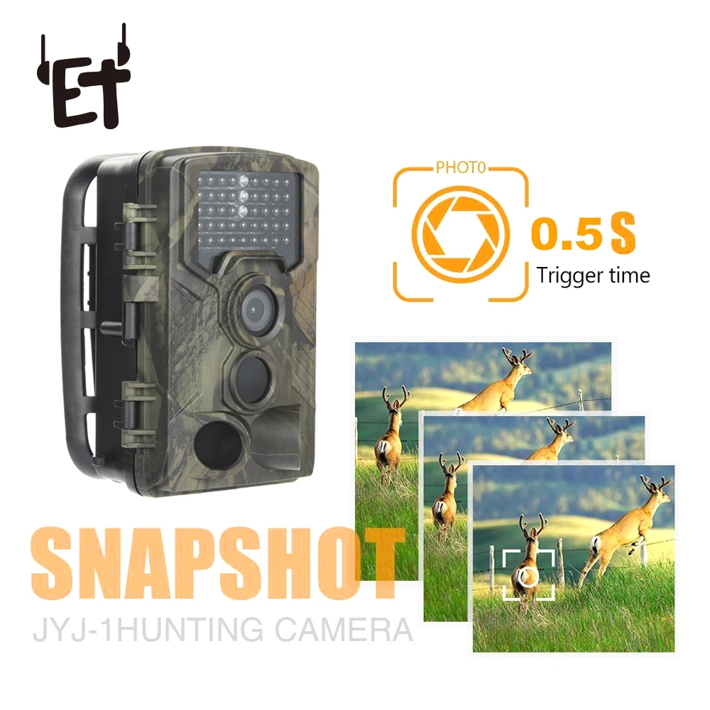 

ET Mini Camera Photo Traps Email MMS GSM1080P Night Vision Hunting Traps HC800A 16MP 0.5S Wild Hunting Trail Wildlife Camera