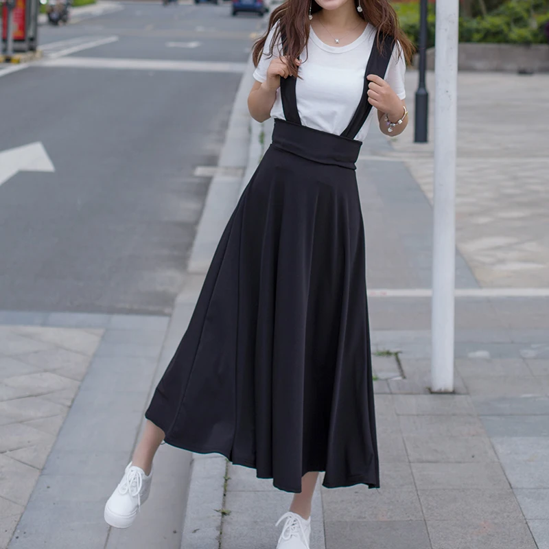 Летняя женская винтажная длинная юбка на лямках в стиле Mori Girl, плиссированная юбка трапециевидной формы с высокой талией для школьниц в консервативном стиле