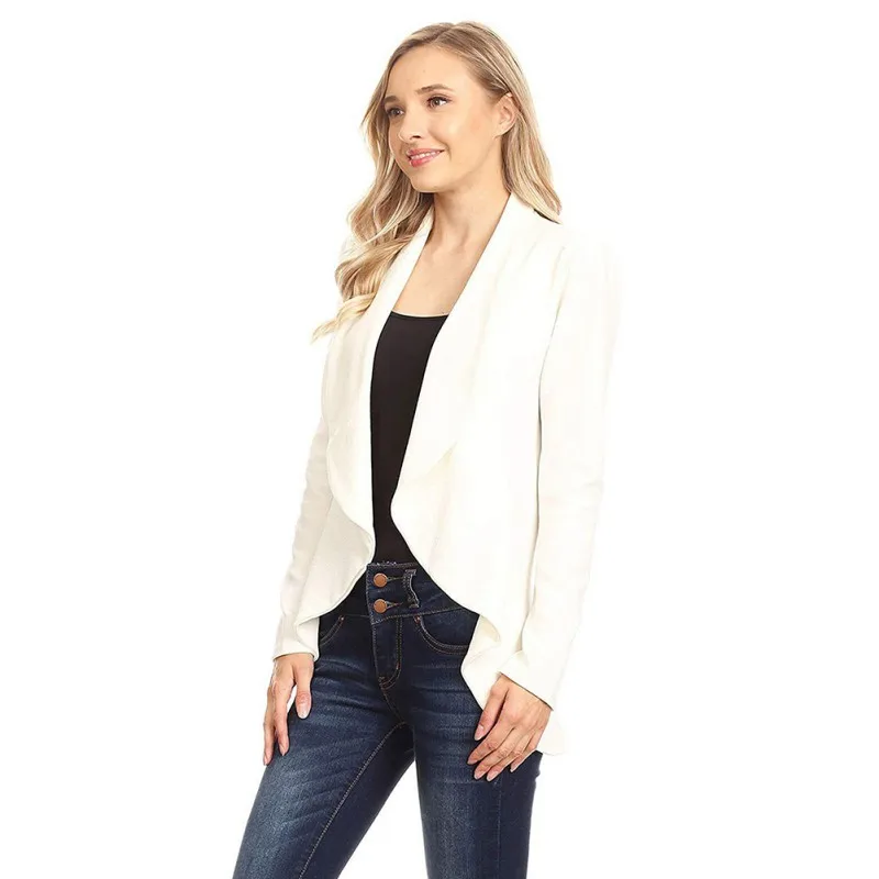 Women Blazers Cardigan Coat Autumn Solid Fashion Long Sleeve women blazers and jackets Ruched Casual Business Suit Outwear 2019