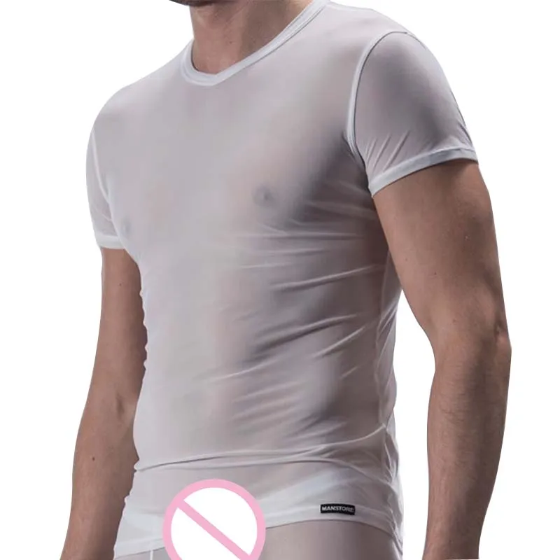 

Mens T Shirts Fashion 2019 Sexy Ice Silk Transparent Short Sleeve T Shirt Tee Shirt Homme Mens Fitness Undershirt Polera Hombre