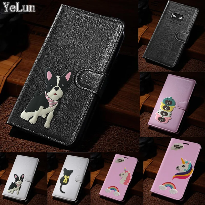 YeLun для wiko sunny 3 mini Cover Angry Eyes бульдог Единорог деловой стиль Флип кожаный бумажник Funda телефонные разъемы для карт чехол