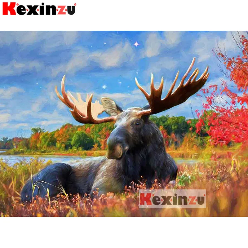 

Kexinzu New 5d Full DIY Square Round Diamond Painting Cross Stitch Kit-deer-3d Embroidery Mosaic Resin Home Decor Gift K85