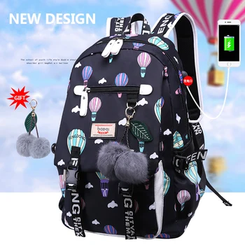 

Cartoon Pattern Backpack Large Capacity Women Shoulder Bag Waterproof Teen Girl School bag Mochilas Female Student Backpack
