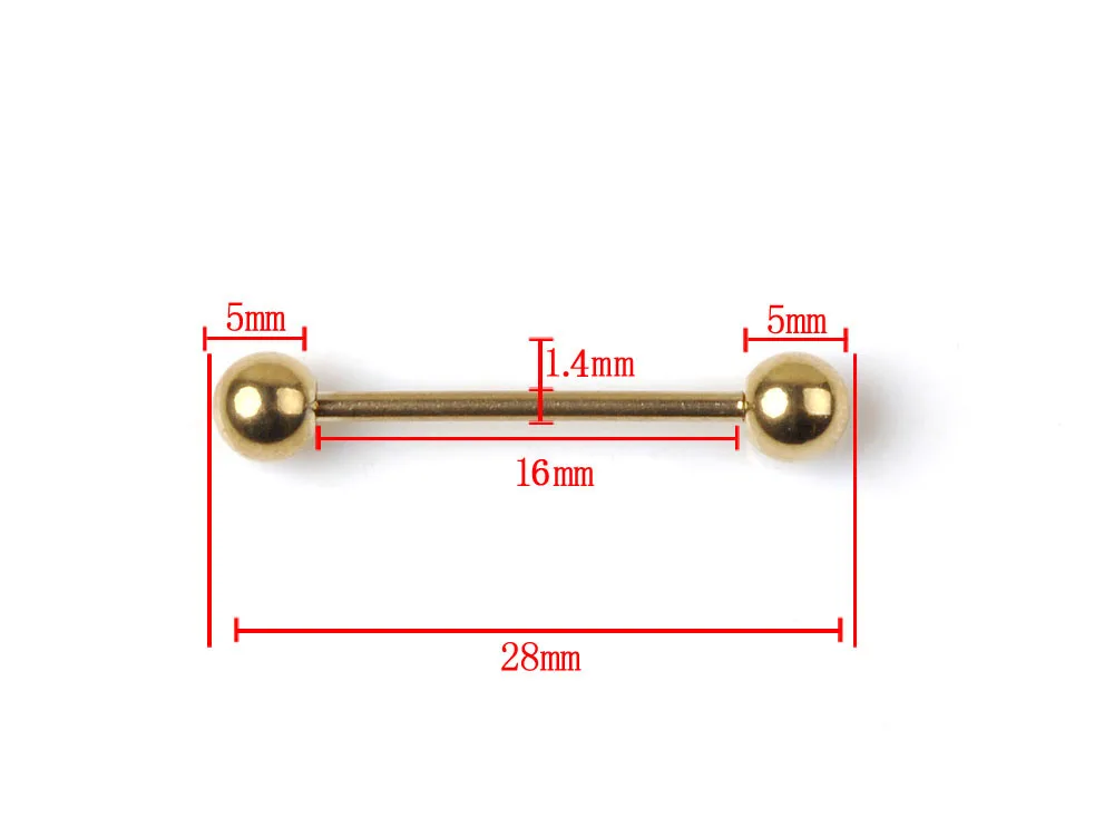 14 г 16 г 18 калибр сталь черное золото 3-6 мм мяч язык бар прямой штанги пирсинг для бровей Шпилька ниппель кольцо ювелирные изделия для тела - Окраска металла: L