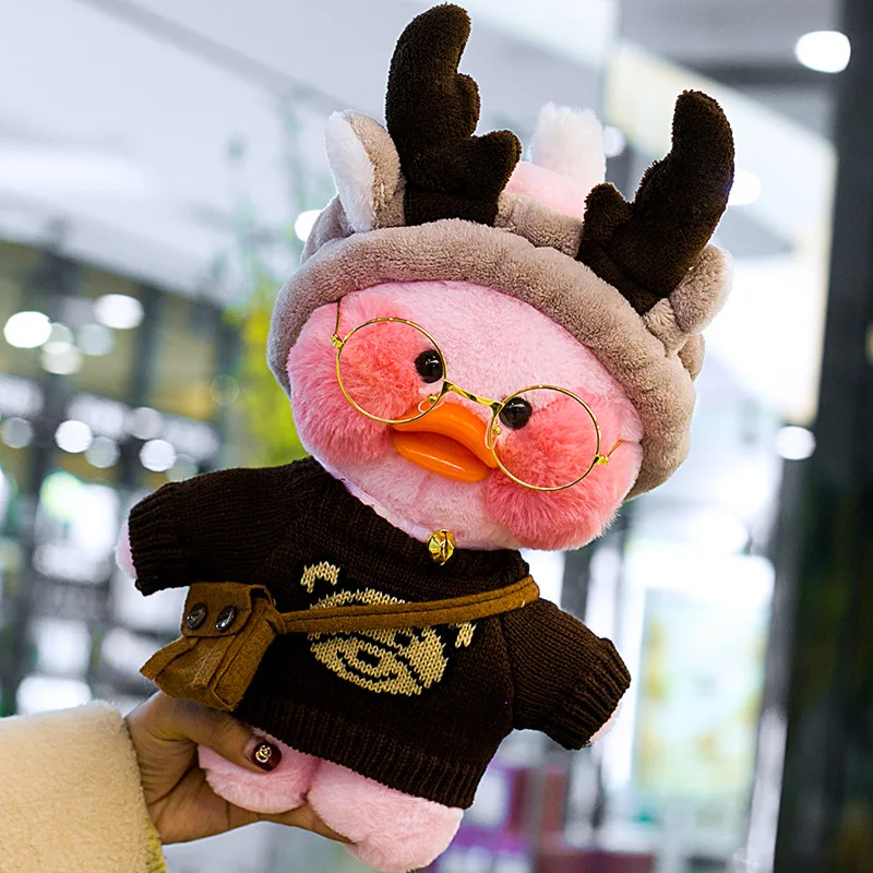 

New Styles Pink Skin Lalafanfan Plush Stuffed Toys Kawaii Cafe Mimi Yellow Duck Girls Valentine's Day Gifts Toys for Kids