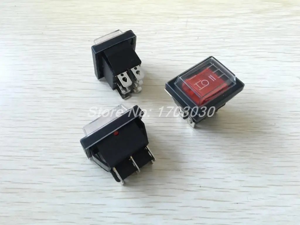 

3 Pcs Red Pilot Lamp DPDT Waterproof Snap in Rocker Switch 16A 250VAC 20A 125VAC