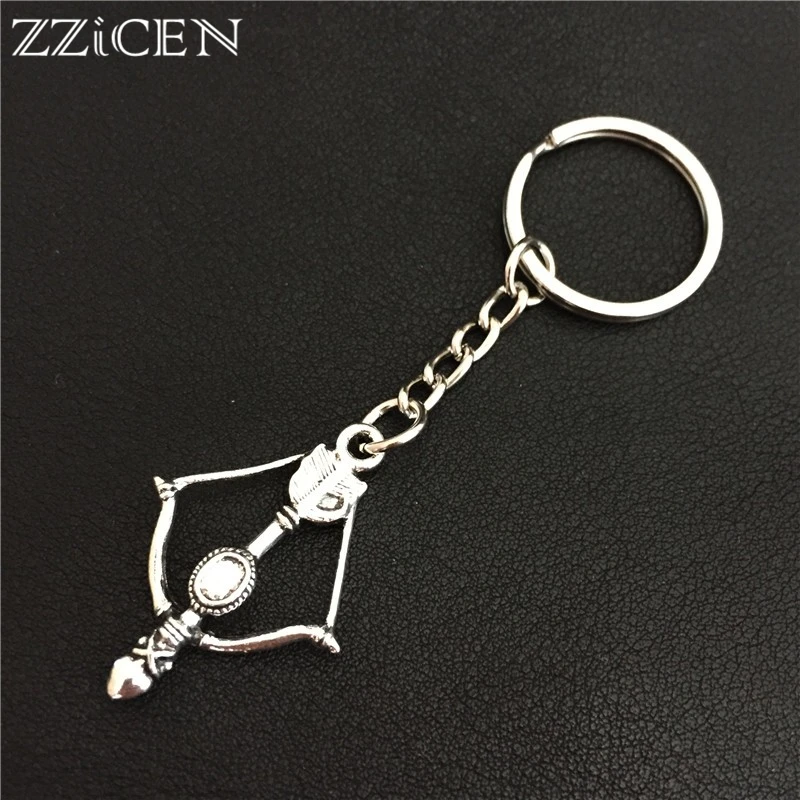 

Trendy Design Vintage Silver Plated Archer Crossbow Key Chain Ring Purse Pendant Keyring Bow and Arrow Keychain Jewelry