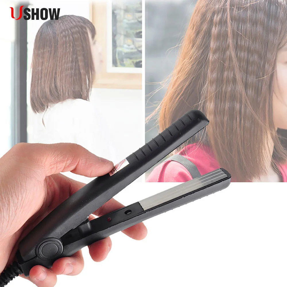

USHOW Electric Hair Straighteners Flat Iron Corrugated Iron Hair Crimper Corn Plate Mini Ripple Styling Corrugation Styling Tool