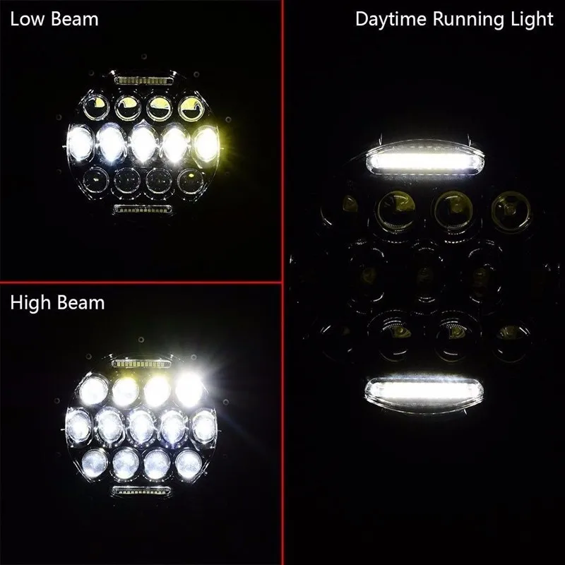 7 Inch 75W Dual Beam Phillips LED Headlight with White DRL For Harley Davidson 1