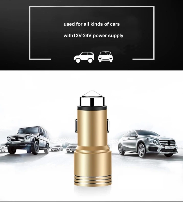 USB quick car charger apple android charg adapter iphone dual USB port cigarette lighter conversion plug car glass breaker