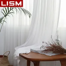 LISM однотонные шифоновые белые занавески и тюли для гостиной, спальни, кухни, готовая вуаль, Занавески Из Органзы