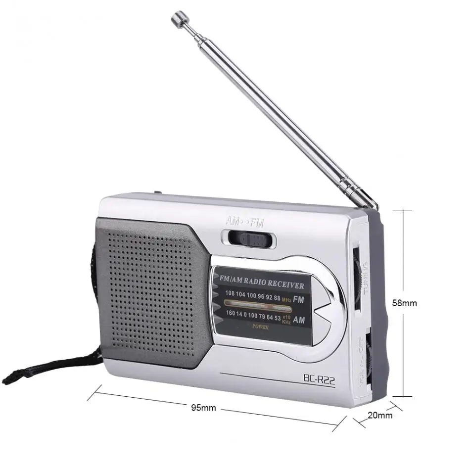 Универсальный тонкий AM/FM мини радио портативные стереодинамики приемник музыкальный плеер серебро