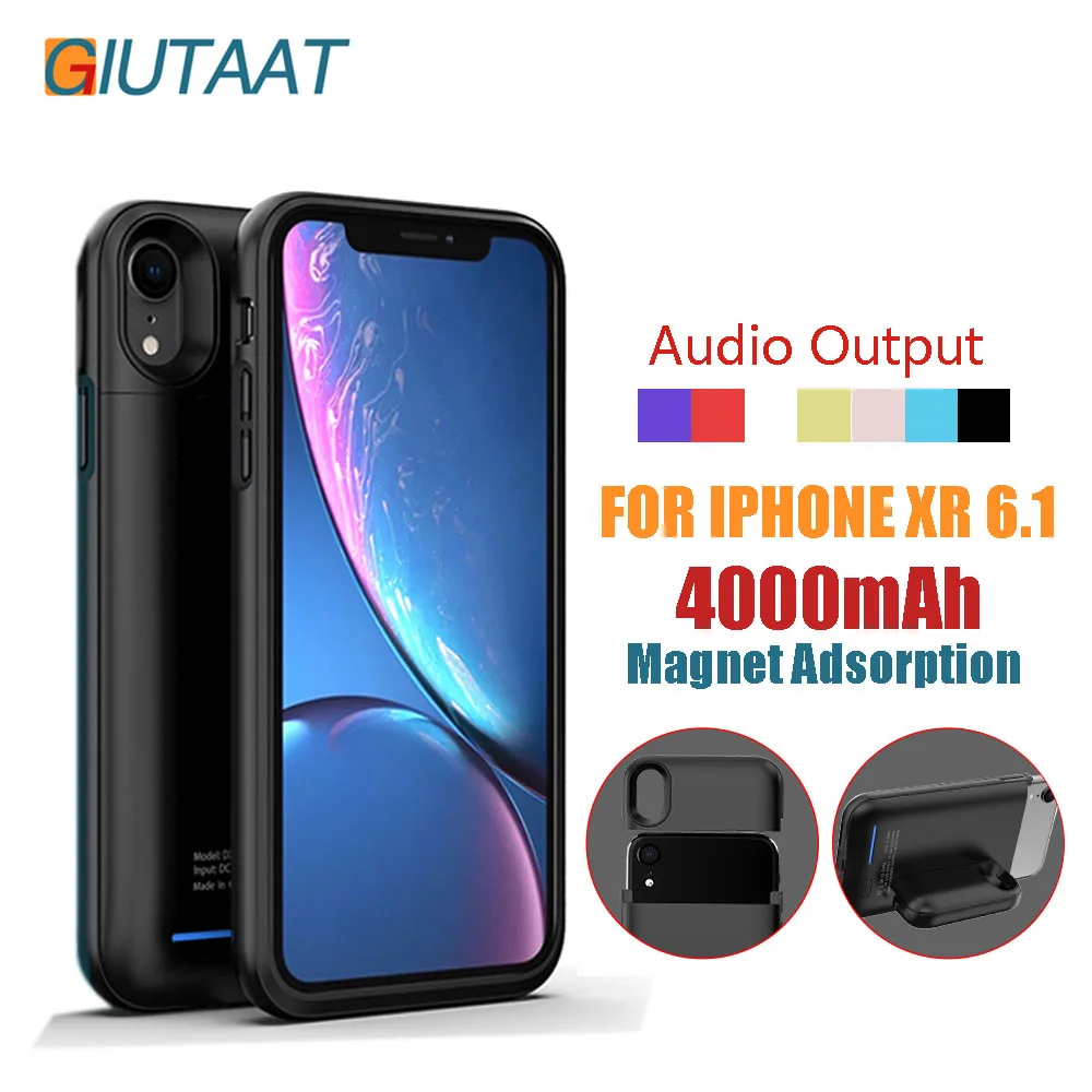 

Magnet Adsorption Disassembly Audio Output Battery Case 4000 mah for iPhone XR 6.1 Rechargeable Power Bank Charger Battery Cover
