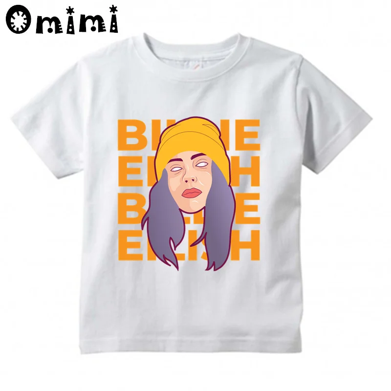 Billie Eilish/футболка уличная одежда в стиле хип-хоп для мальчиков и девочек, повседневная крутая футболка с короткими рукавами детские Забавные футболки с графикой, топы, ooo4569 - Цвет: whiteF