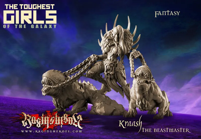 

[Loong Way Miniatures] Raging Heroes Kraash, The Beastmaster (DE Fantasy) 35mm Resin Miniature