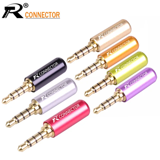 10pcs/lot Mini Jack 3.5mm 4 Poles Male Plug Aluminum Shell Stereo 4 Pin 3.5mm Plug Wire Connector Heaphone Plug Earphone Jack