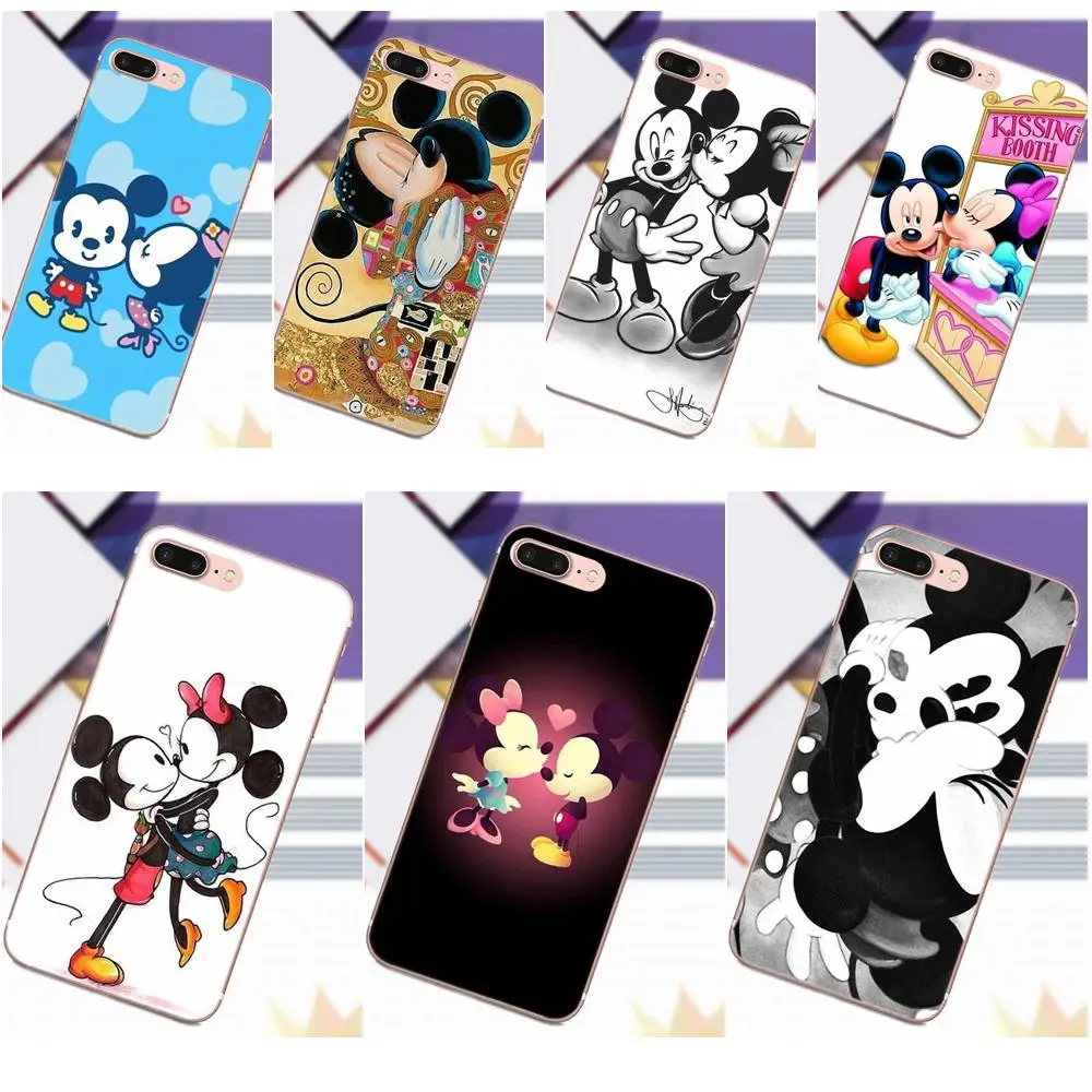 

TPU Soft Shell Phone Case Kissing Mickey Minnie Mouse For Galaxy Alpha Core Prime Note 4 5 8 S3 S4 S5 S6 S7 S8 S9 mini edge Plus