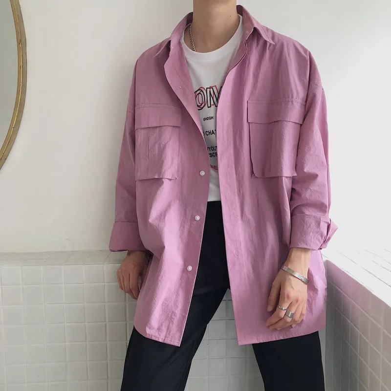 

2018 Autumn New Men's Shirt Fashion Casual Loose Large Size Retro Japanese Tooling Wind Street Trend Long Sleeve Overshirt