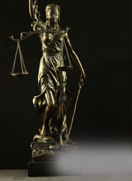 

16" China bronze marble carved finely goddess of justice Sculpture Statue A(0505)