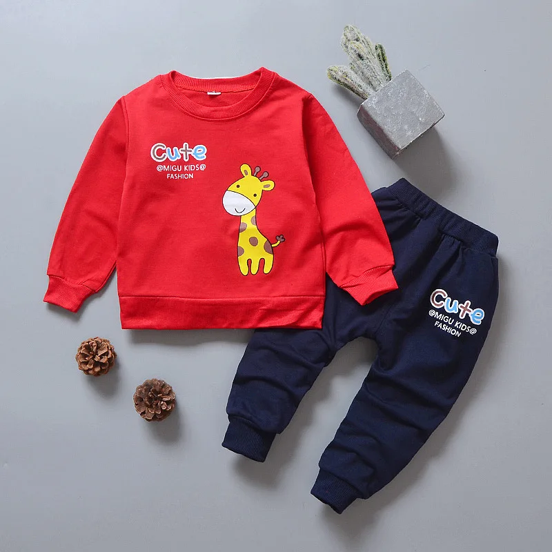 Комплекты одежды для мальчиков весенне-осенняя куртка для маленьких девочек футболка+ штаны, костюм из 3 предметов детская Рождественская одежда От 1 до 4 лет, детская одежда, спортивный костюм