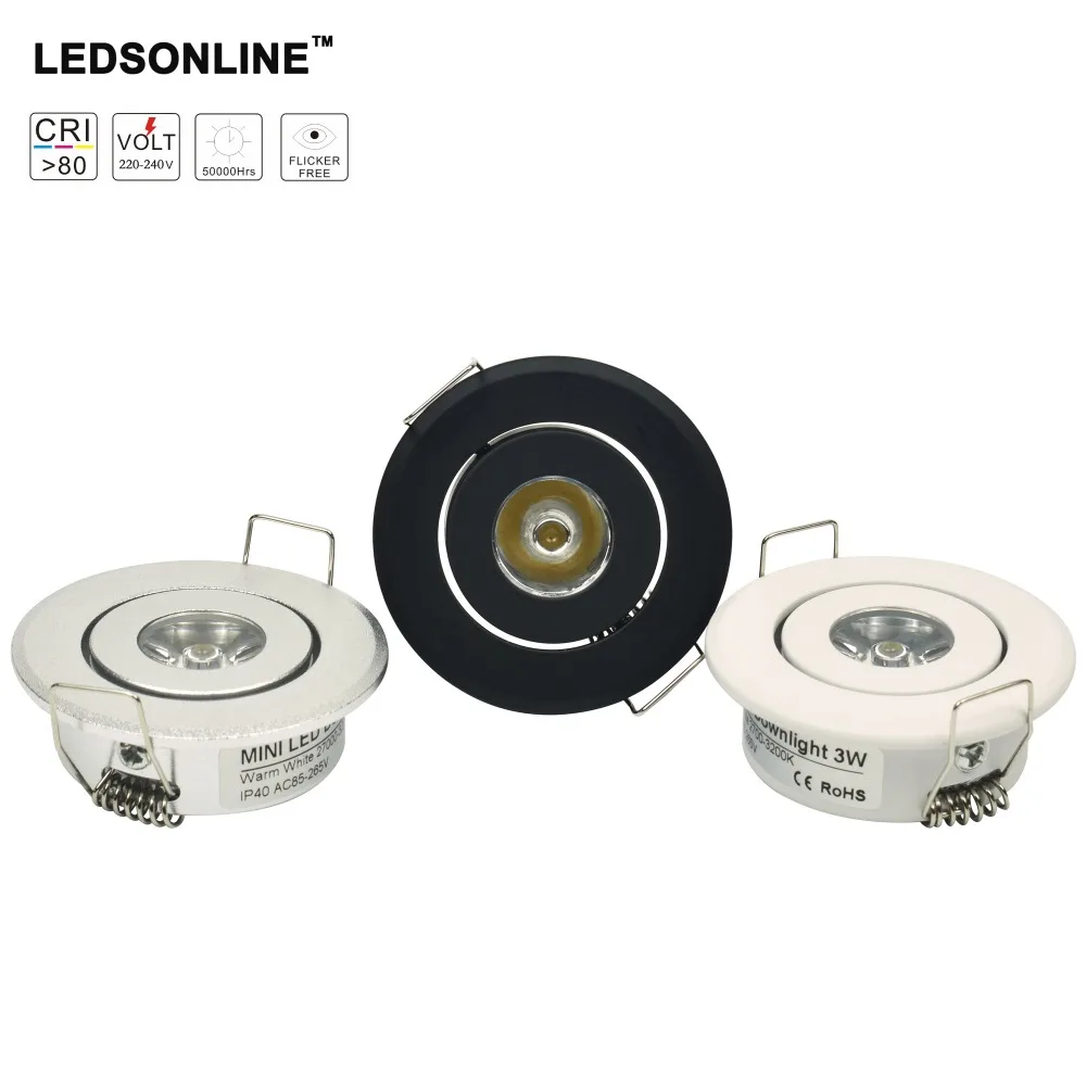 

MINI led Downlight led Cabinet 1W Recessed Spot light + Led Driver Pure Nature Warm white and White Silver Black body AC85-265V