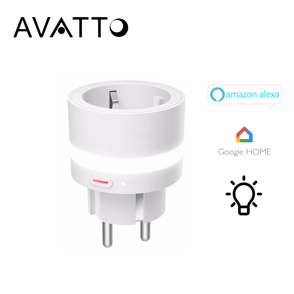 

AVATTO 2200W 10A Tuya Wifi Smart Socket with LED Lamp , wifi Smart Plug eu work with Amazon Alexa Google Home