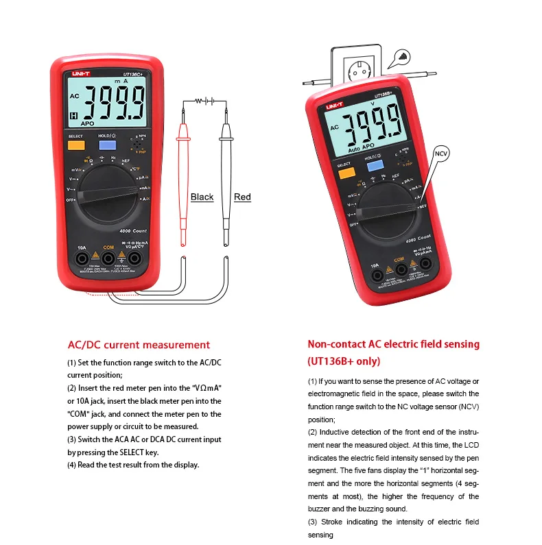 UNI-T UT136B + Низкое энергопотребление большой ЖК-дисплей двойной дисплей мультиметр