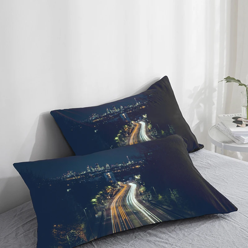 

3D HD Pillow Case,Pillowcase 50x70/50x75/50x80/70x70,Decorative Pillow Cover Custom design,City night road Bedding Drop Shipping