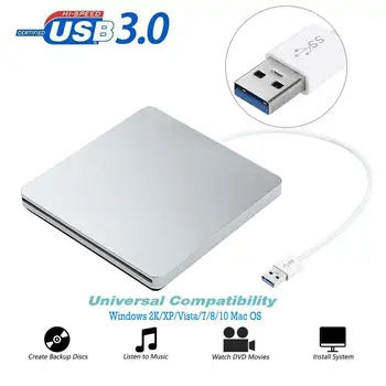 

Slim USB 3.0 Slot-in DVD+/-RW DL CD+/-RW Drive Writer Burner Play Fr Windows 7/8/10 Mac Linux