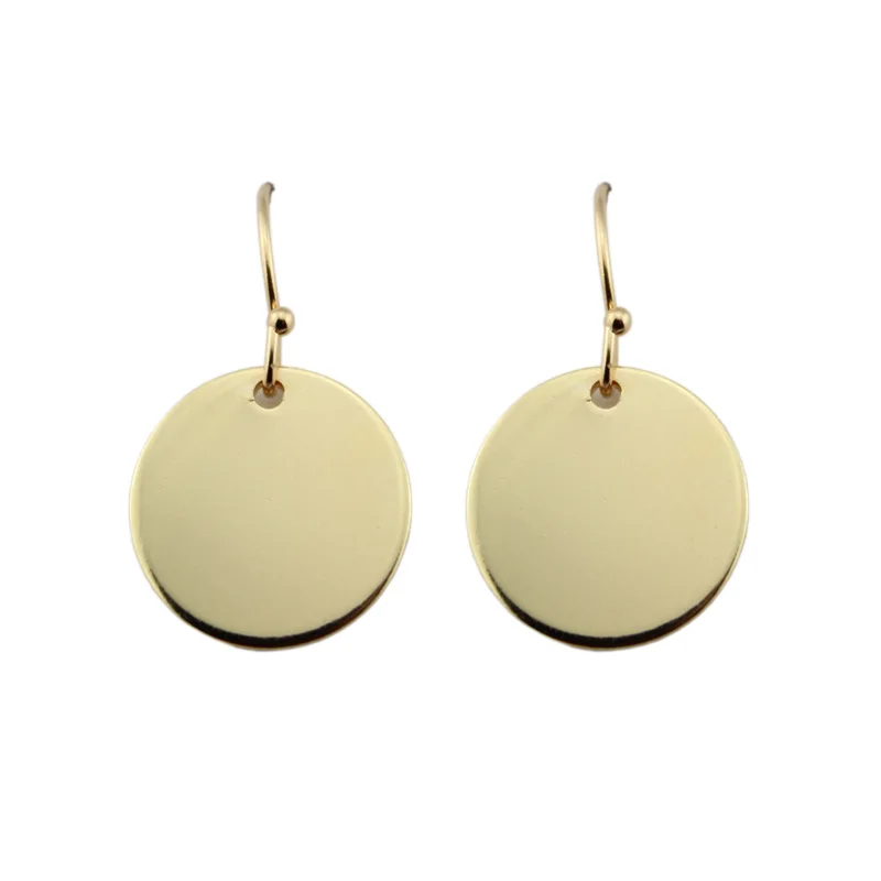 2017 Hot New Fashion Monogram Flat Circle Blank Drop Earrings