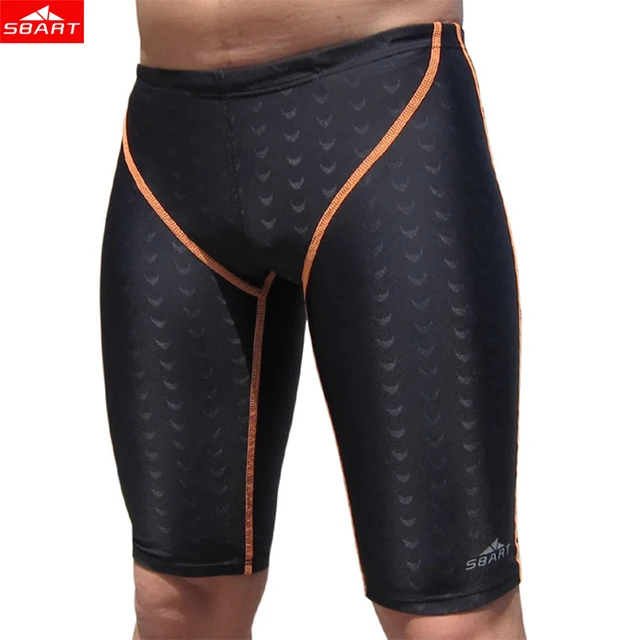 Cheap SBART Men Sharkskin Swimwear Brand Competitive Swim Trunks Male Swimsuit Racing Jammers  Swimming Board Shorts Plus Size 5XL