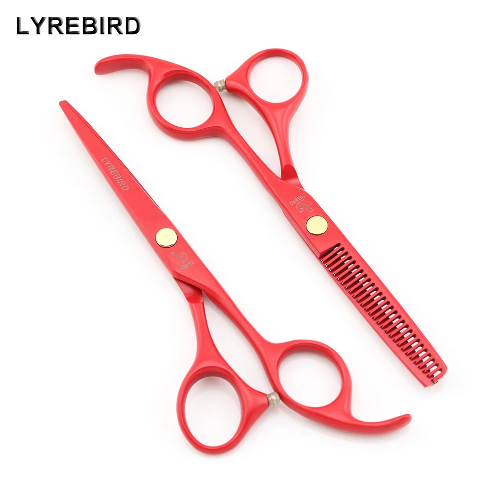 Hair scissors Red Hairdressing scissors 5.5 INCH Hair Shears Teflon