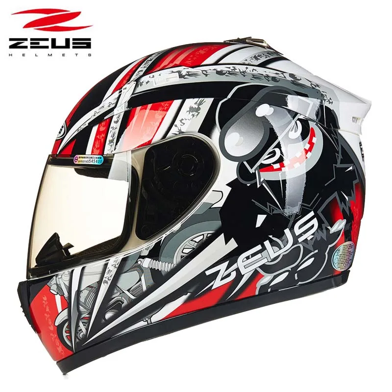 Мотошлем на все лицо DOT ZEUS red Runaway красивые мотоциклетные шлемы для скутера