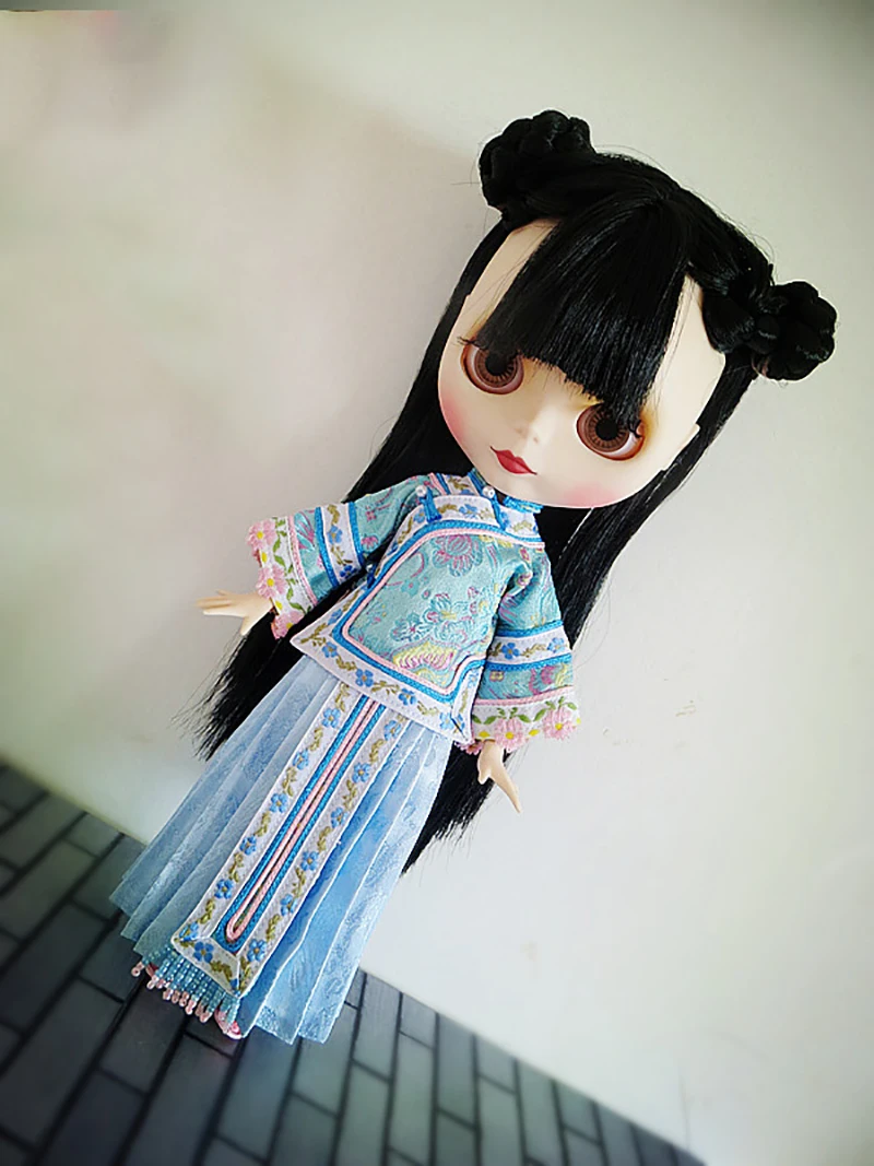 2 шт./компл. = Топы+ юбка ретро Китайский древний костюм платье для Blyth Kurhn Barbis 1/6 Куклы Аксессуары Одежда для кукол