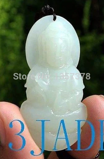 

FREE SHIPPING>>>@ N2755 Natural White Hetian Nephrite Jade Kwan Yin / Guanyin Pendant, W/ Certificate