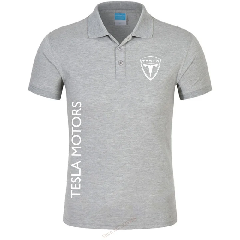 Для мужчин летняя брендовая рубашка-поло Мужская мода короткий рукав Tesla Motors мужская рубашка-поло, однотонный цвет, дышащие и свободные топы