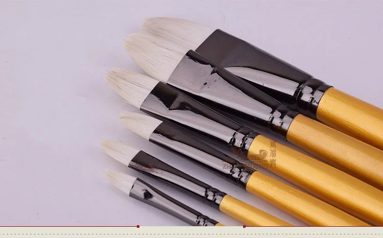 Haste de Madeira Conjunto de Água Zhouxinxing Branco Cavalo Cabelo Ouro Longa Pintura Escova 6 Pçs Conjunto Giz Arte Suprimentos Desenho Materiais 4 Zhouxinxing branco cavalo cabelo ouro haste de