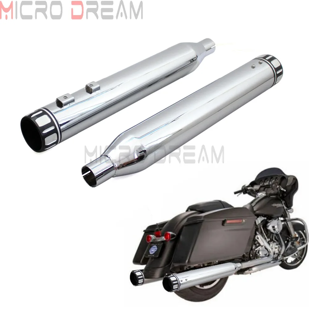 

Motorcycle Roaring Series Chrome Exhaust Silencer Bagger 4" Mufflers Pipe For Harley Touring Road King Street Glide 1995-2017