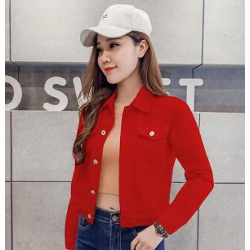Thin Slim Fit Jeans Coat Short Denim Jacket Longsleeve Women's Clothing 2019 Fashionable Streetwear