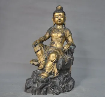 

wedding decoration Tibet Buddhis copper bronze Gilt Jizo Ksitigarbha Tang Monk Bench Buddha Statue