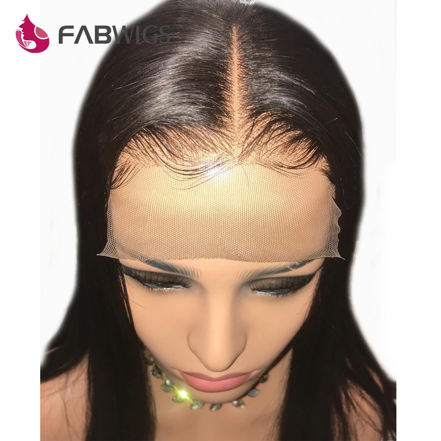 

Fabwigs 13x6 Lace Front Human Hair Wigs Pre Plucked Brazilian Straight Human Hair Wig For Women Natural Black Remy Hair