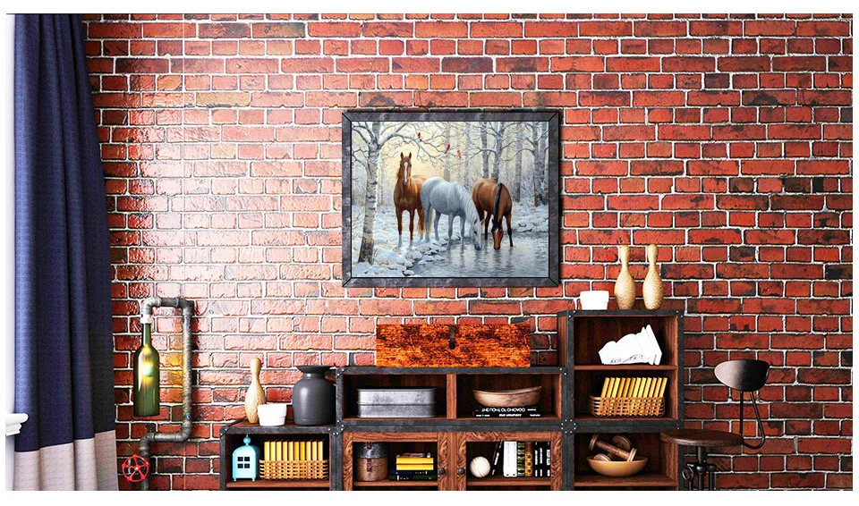 Картина с изображением снежных лошадей, животных, картина по номерам, сделай сам, Раскраска по номерам, настенная живопись, домашний декор для гостиной