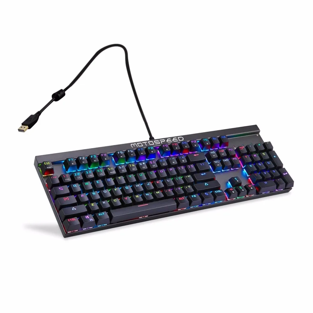 

Motospeed-CK103 Stylish RGB 104 Keys Mechanical Gaming Keyboard USB2.0 Wired With 14 Types LED Backlight Multimedia Function Key