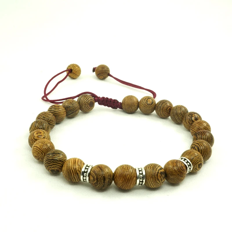 

Pohier Tibetan Buddhist Bracelet Hand Braided Lucky Bracelet Natural Wood Beads Carved Handmade Bracelet