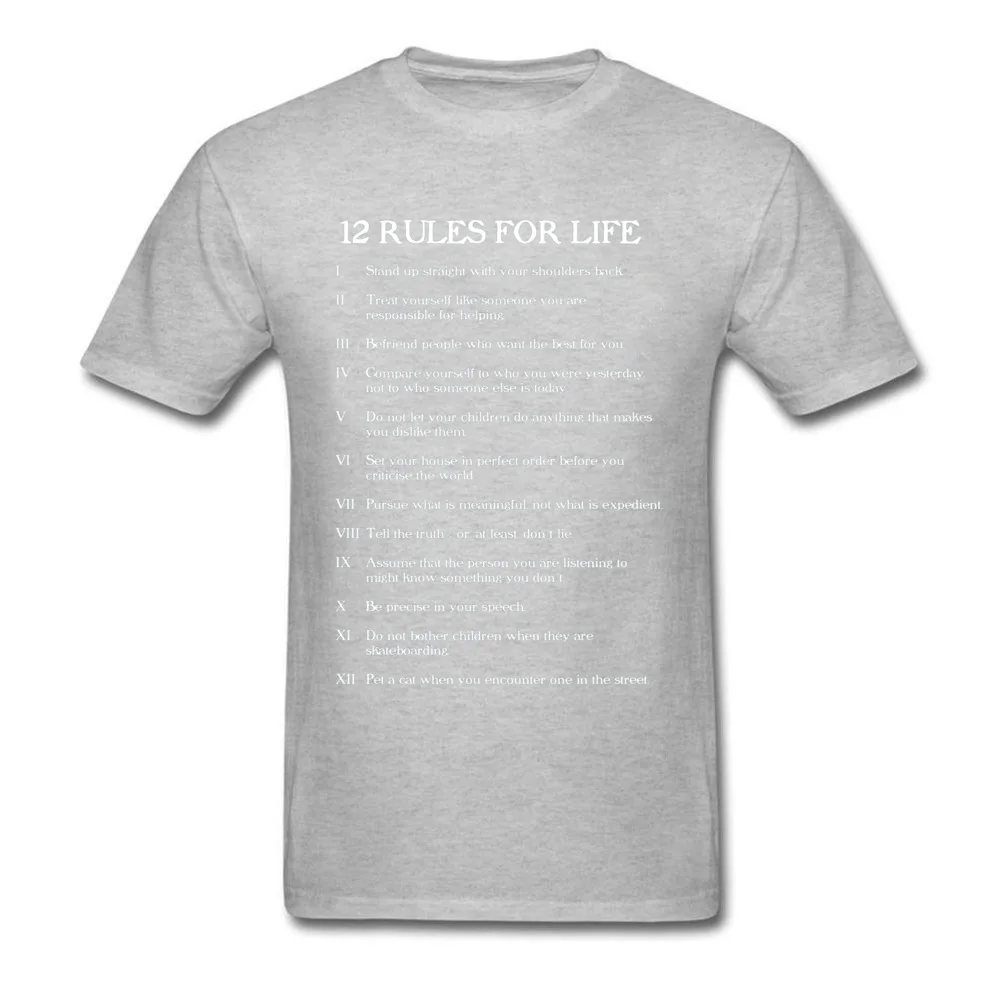 Casual Short Sleeve Tops Shirt Summer Fall O Neck 100% Cotton Fabric Men T Shirt 12 rules for life 23267 Casual T-shirts Funky 12 rules for life 23267 grey
