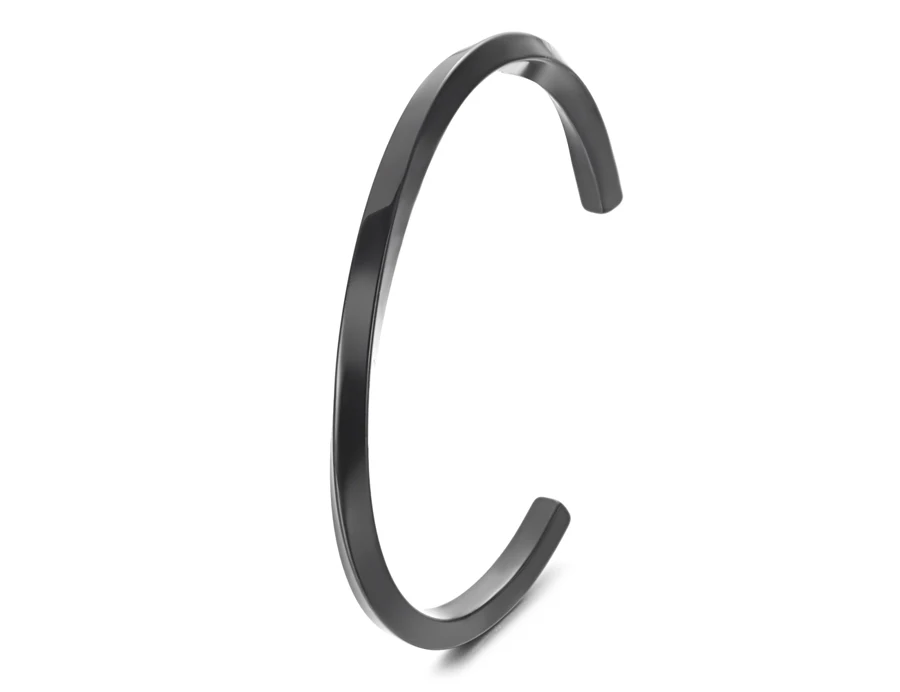 5 мм черные Позолоченные спиральные браслеты Mobius для мужчин и женщин из нержавеющей стали разомкнутый браслет на запястье витой стержень браслеты