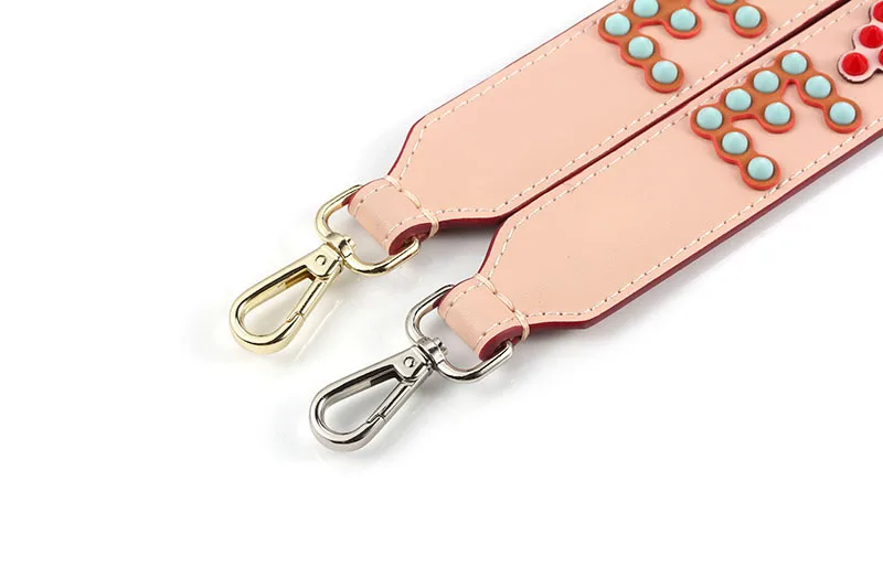 WDPOLO New Women Split Leather Studs Short Strap Classic Letter Design Handle For Bag Hot Chic Shoulder Belts C577