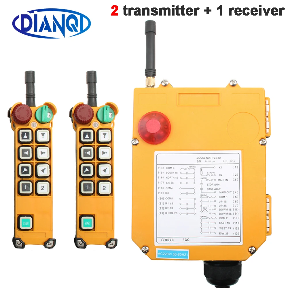 

Industrial Wireless Radio remote controller switch 1receiver+ 2transmitter speed control Hoist Crane Control Lift Crane F24-8D