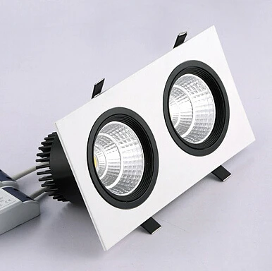 

Free shipping 20W Double COB LED recessed down light 2x10W Square Dimmable COB LED Down light Warm Cold White